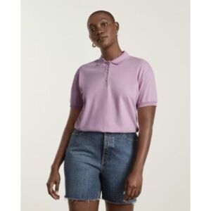 Everlane Womens Organic Cotton Polo Shirt Purple Lavender Collared Top Size L